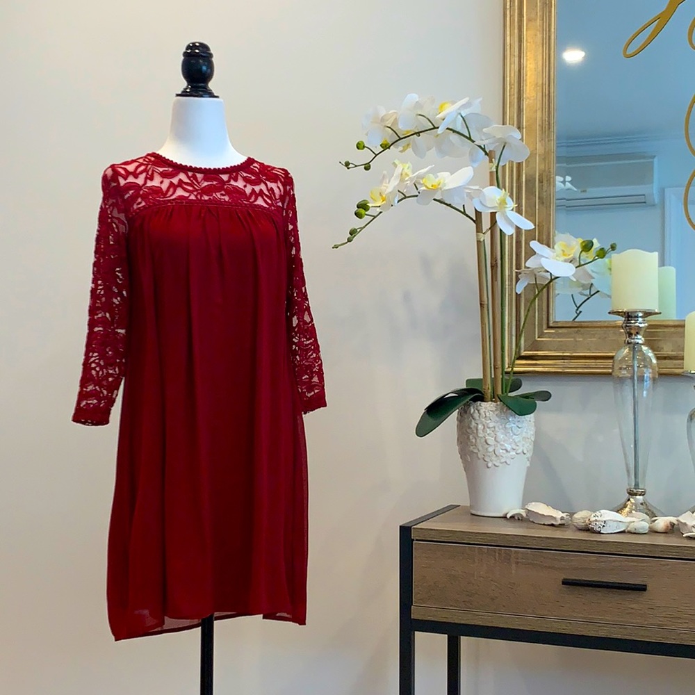 AS U WISH - Burgundy Lace Dress - Size S